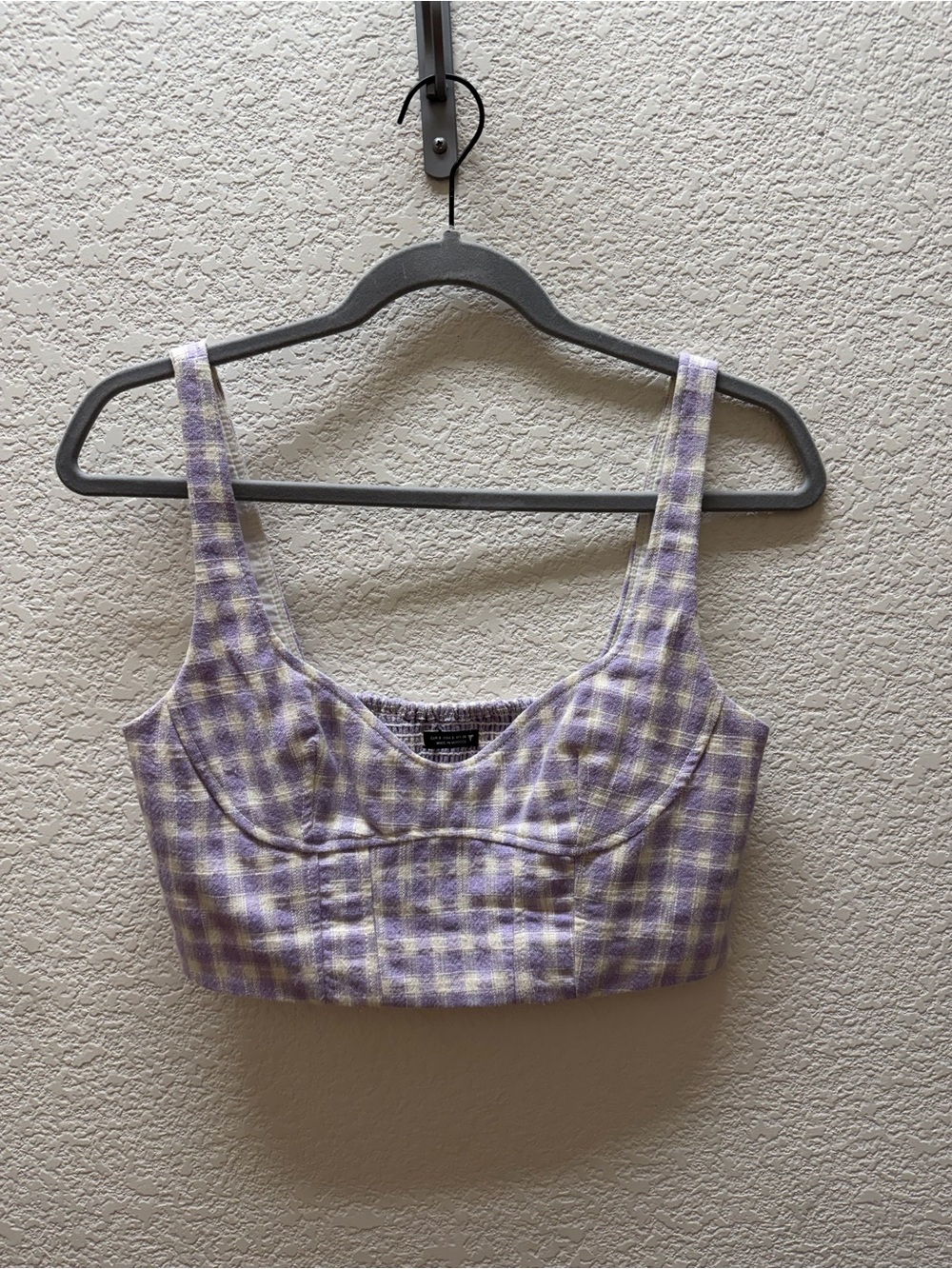 ZARA Lilac Gingham Bustier Crop Top
